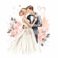 Watercolor loving couple of your wedding