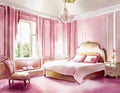 Watercolor of luxurious bedroom