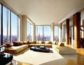 Watercolor of Luxurious penthouse living room in Royalty Free Stock Photo