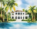 Watercolor of luxury beach house