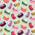 Watercolor macaron seamless pattern