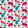 Watercolor macaron seamless pattern