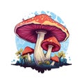 Watercolor magic toadstool mushroom