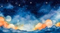 Watercolor magic unfolds in a starry sky