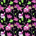 Watercolor magnolia flower seamless pattern llustration