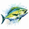 Watercolor Mahi-mahi Clipart: Exacting Precision With Eye-catching Splashes Royalty Free Stock Photo