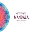 Watercolor mandala, lace ornament made of round pattern in oriental style. Royalty Free Stock Photo