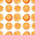 Watercolor Mandarin Seamless Pattern, Aquarelle Tangerine Fruit, Creative Watercolor Orange Tile