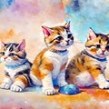 watercolor of many cute kitty cats