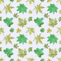 Pattern of watercolor maple leaves for fabrics