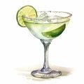 Watercolor Margarita Illustration With Subtle Coloring And Elegant Inking Techniques