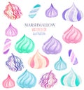 Watercolor marshmallow illustration set, for use in a logo, sign, symbol