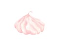 Watercolor marshmallow. Pink airy marshmallow with a top. Dessert isolated on a white background. Unhealthy food, many