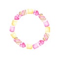 Watercolor marshmallow wreath.