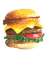 Watercolor meat big hamburger