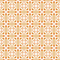 Watercolor medallion seamless border. Orange