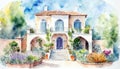 Watercolor Mediterranean Houses ~ AI Generated Content