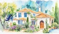 Watercolor Mediterranean Houses ~ AI Generated Content