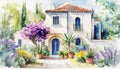 Watercolor Mediterranean Houses ~ AI Generated Content