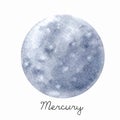 Watercolor Mercury planet vector illustration Royalty Free Stock Photo