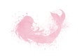 Watercolor mermaid silhouette with paint splatter and spray effect in pink pastel colors isolated