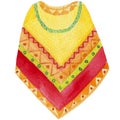 Watercolor mexican style illustration, poncho isolated on a white background. Element for various products, card etc.