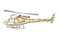 Watercolor millitary helicopter. Isolated aviation vehicle. Cartoon print for kids room. Side view of army machine