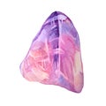 Watercolor mineral crystal pink purple quartz isolated on white background. Hand drawn treasure gemstone for meditation