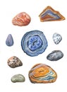 Watercolor minerals set