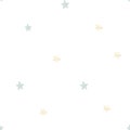 Watercolor minimalistic seamless pattern with blue and yellow stars on white background