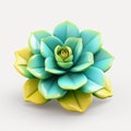 Pink And Blue Succulent 3d Model With High-contrast Shading