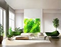 Watercolor of Modern futuristic living room mock up
