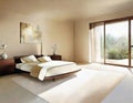 Watercolor of Modern luxury master bedroom with area