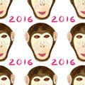 Watercolor monkey pattern. Happy New year seamless background. Year of Monkey print. Royalty Free Stock Photo