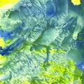 Watercolor monotype background texture yellow blue