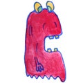 drawing kids watercolor monster cartoon jelly on white backgroun