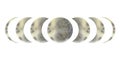 Watercolor Moon stages hand drawn isolated on white illustration. Moon phases, waning or waxing crescent moon. Lunar