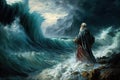 watercolor of Moses Parting the Red Sea, generative AI Royalty Free Stock Photo