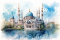 Watercolor mosque by Generative AI