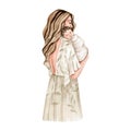 Watercolor mother clipart illustration