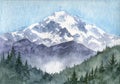 Watercolor mountain landscape