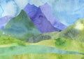 Watercolor mountain landscape