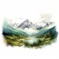 Watercolor Mountain Landscape Illustration: Fine And Detailed Tableland Art