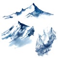 Watercolor mountains illustrations. Perfect illustrations for cards, posters, invitations Royalty Free Stock Photo