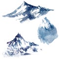 Watercolor mountains illustrations