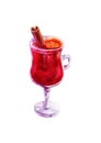 Watercolor mulled wine illustration. Merry Christmas and Happy New Year card