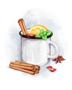 Watercolor Mulled Wine Mug Clipart