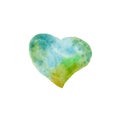 Watercolor multi-colored heart on a white background.
