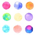 Watercolor multicolored circles collection Royalty Free Stock Photo