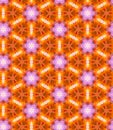 Watercolor multicolored geometric repeat pattern. Arabic rosette orange and purple repeat motifs.